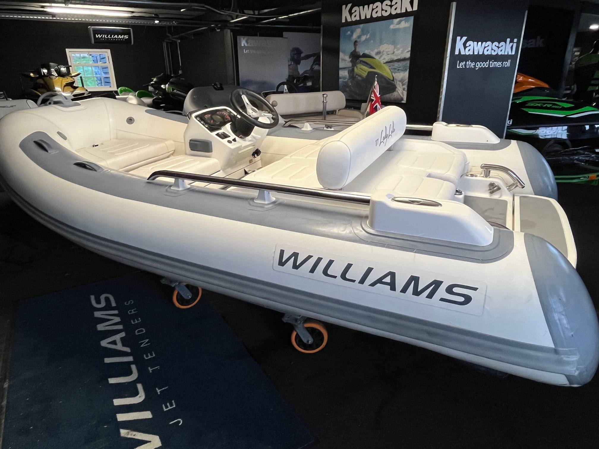2018 Williams 345 Sport Jet, powered by a Rotax Ace 903 3-cylinder 90HP engine. This model features an elegant White &amp; Grey Hypolon Tube and an overall cover, ensuring both style and protection. 
Key Features:
Engine: BRP Rotax Ace 903 3-cylinder 90HP
Capacity: Seats up to five adults comfortably
Design: Optimized for 16m+/52ft+ motor yachts
Performance: High stability sports hull for an exceptional experience
Usage: Perfect for skiing or exploring hidden coves and pristine beaches

Experience the thrill and high-performance capabilities of the Williams 345 Sport Jet. Whether you’re seeking a dependable tender or an exciting watercraft for leisure, this model promises unparalleled enjoyment and reliability.

Contact Information: Boats.co.uk is proud to be the UK's dealership for Williams Performance Jet Tenders, specializing in both new and pre-owned models. For more information or to arrange a viewing, please contact us at sales@boats.co.uk or call 01702 258 885.